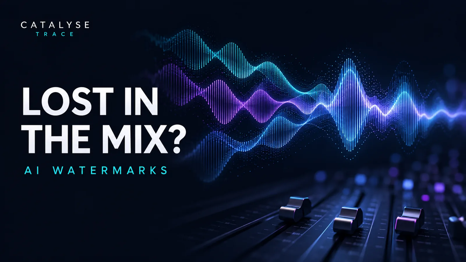 Illustrative mixing-console faders and merging audio layers beneath the headline Lost in the mix?